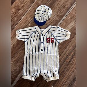 Striped Baby Baseball Soft Vintage Bodysuit with Cap